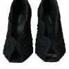 Black Cordonetto Ricamo Pump Open Toe Shoes - Image 2