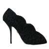 Black Cordonetto Ricamo Pump Open Toe Shoes - Image 6