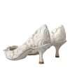 White Floral Lace DG Crystal Pumps Shoes - Image 4