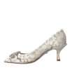 White Floral Lace DG Crystal Pumps Shoes - Image 5