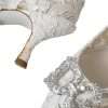 White Floral Lace DG Crystal Pumps Shoes - Image 8