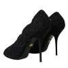 Black Cordonetto Ricamo Pump Open Toe Shoes - Image 4