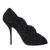 Black Cordonetto Ricamo Pump Open Toe Shoes - Image 6