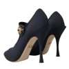 Black Mary Jane Jersey Crystal Pumps Shoes - Image 4