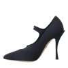 Black Mary Jane Jersey Crystal Pumps Shoes - Image 5