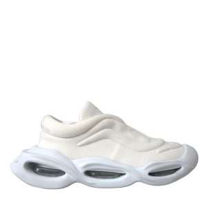 White Padded Fabric Wave Low Top Sneakers Shoes