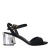 Black Crystal Ankle Strap Keira Sandal Shoes - Image 6