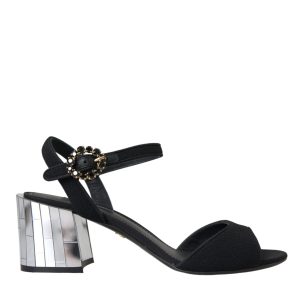 Black Crystal Ankle Strap Keira Sandal Shoes