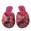 Pink Exotic Leather Kitten Heels Slides Shoes - Image 2