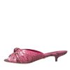 Pink Exotic Leather Kitten Heels Slides Shoes - Image 5