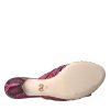 Pink Exotic Leather Kitten Heels Slides Shoes - Image 6