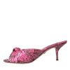 Pink Exotic Leather Kitten Heels Slides Shoes - Image 5