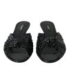 Black Exotic Leather Heels Slides Shoes - Image 2