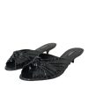Black Exotic Leather Heels Slides Shoes - Image 3
