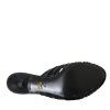 Black Exotic Leather Heels Slides Shoes - Image 6