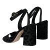 Black Leopard Suede Heels Sandals Shoes - Image 3