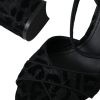 Black Leopard Suede Heels Sandals Shoes - Image 6