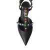 Black Leather Embellished Heels Sandal Shoes - Image 8