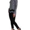 Blue Floral Lace Long Sleeves Top Underwear Blouse - Image 3