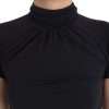 Black Turtleneck Viscose Short Sleeve Top - Image 4