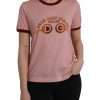 Pink Cotton Short Sleeves Crew Neck T-shirt - Image 2