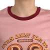 Pink Cotton Short Sleeves Crew Neck T-shirt - Image 5