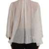 Off White Silk Blend Ascot Collar Blouse Top - Image 3