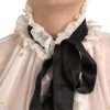 Off White Silk Blend Ascot Collar Blouse Top - Image 4