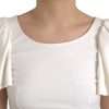 White Viscose Round Neck Short Sleeves Top - Image 4