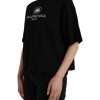 Black Cotton Logo Crew Neck Short Sleeves T-shirt - Image 2