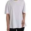 White Cotton Crew Neck Short Sleeves T-shirt - Image 2