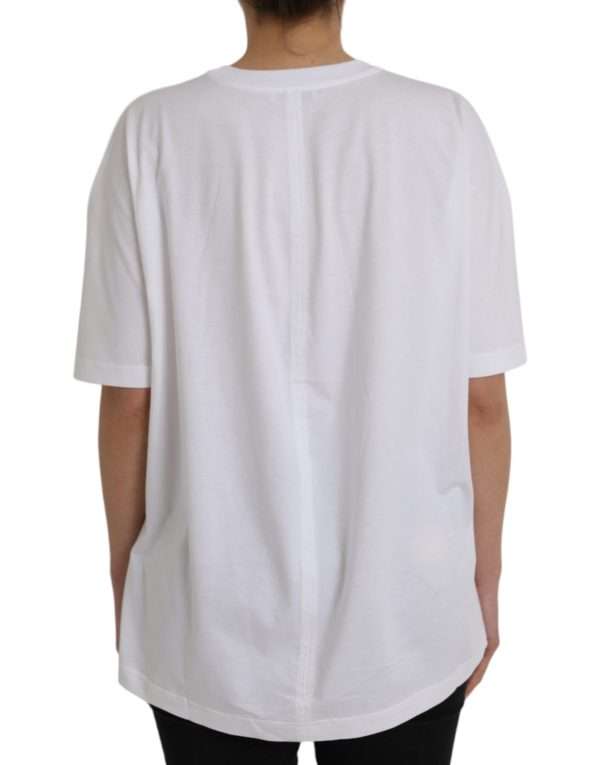 White Cotton Crew Neck Short Sleeves T-shirt - Image 4