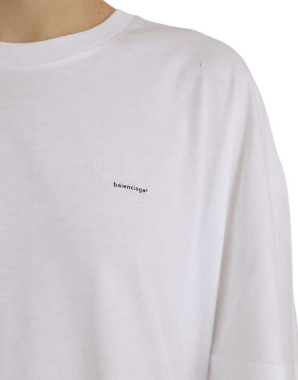 White Cotton Crew Neck Short Sleeves T-shirt - Image 5