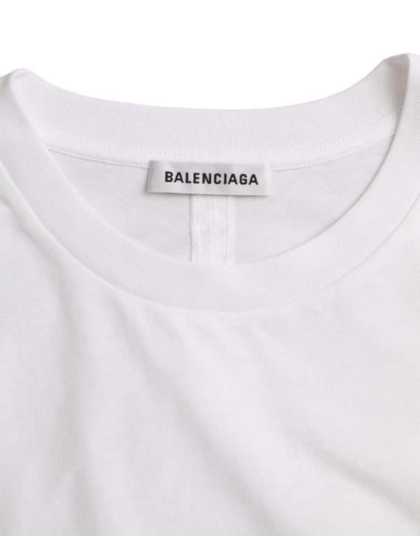 White Cotton Crew Neck Short Sleeves T-shirt - Image 6