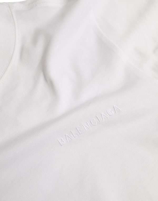White Cotton Crew Neck Short Sleeves T-shirt - Image 8