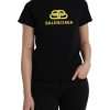 Black Cotton Logo Print Crew Neck Short Sleeves T-shirt - Image 2