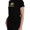 Black Cotton Logo Print Crew Neck Short Sleeves T-shirt - Image 3