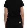 Black Cotton Logo Print Crew Neck Short Sleeves T-shirt - Image 4