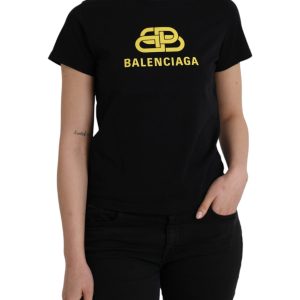 Black Cotton Logo Crew Neck Short Sleeves T-shirt