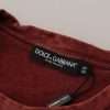 Maroon Printed Crewneck Tee Cotton T-shirt - Image 6