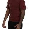 Maroon Printed Crewneck Tee Cotton T-shirt - Image 4