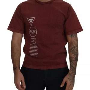 Maroon Printed Crewneck Tee Cotton T-shirt