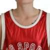 Red Nylon Logo Print Sleeveless Jersey Top - Image 4