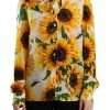 White Sunflower Silk Ascot Collar Blouse Top - Image 2