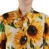 White Sunflower Silk Ascot Collar Blouse Top - Image 5