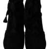 Black Suede Stretch Ankle Boots Booties Shoes - Image 4