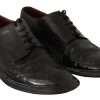 Black Leather Brogue Oxford Dress Shoes - Image 3