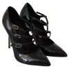 Black Leather Ankle Strap Heels Pumps Shoes - Image 6