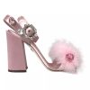 Pink Turkey Feather Crystal Sandals Shoes - Image 5