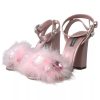 Pink Turkey Feather Crystal Sandals Shoes - Image 8